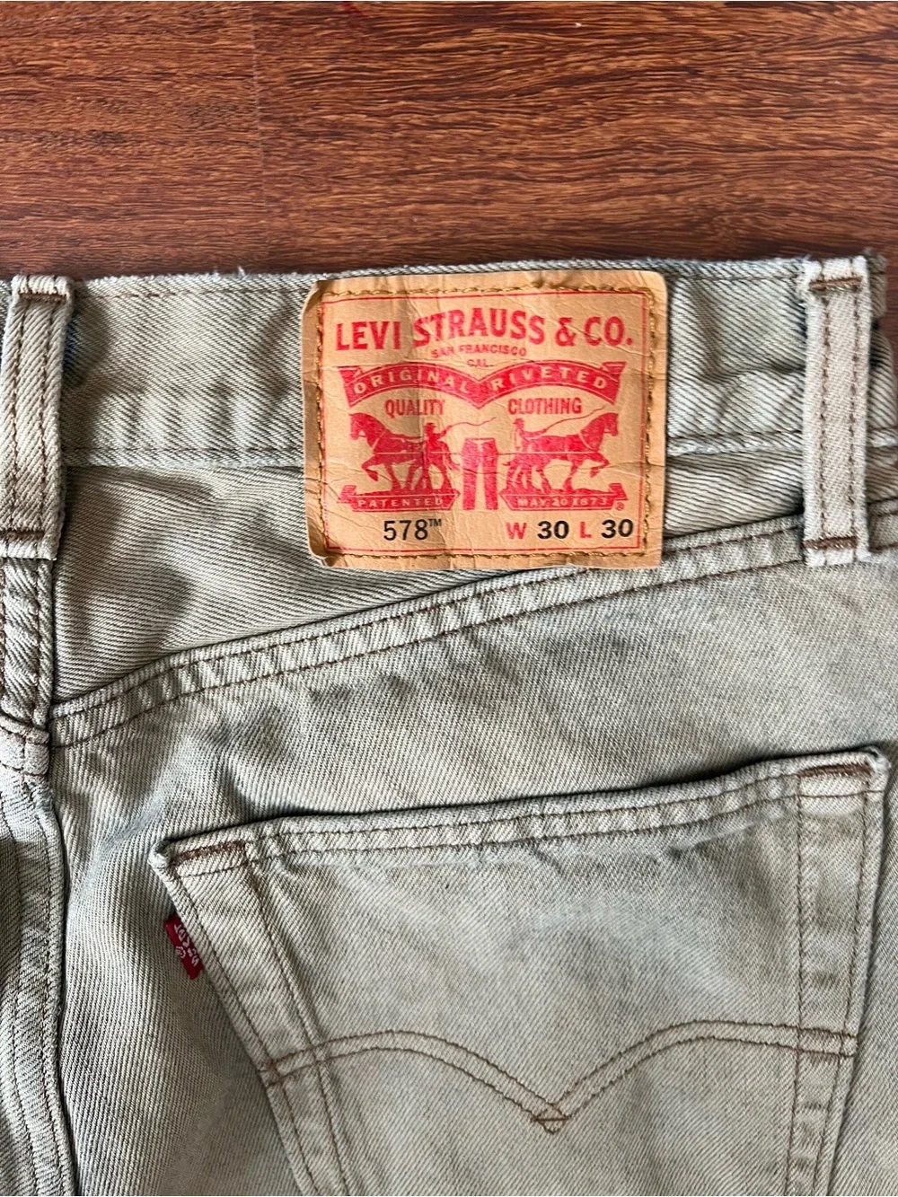 Levi's 578 Baggy Denim Jeans Men's 30x30 Faded Olive/Sage Green 90’s Streetwear